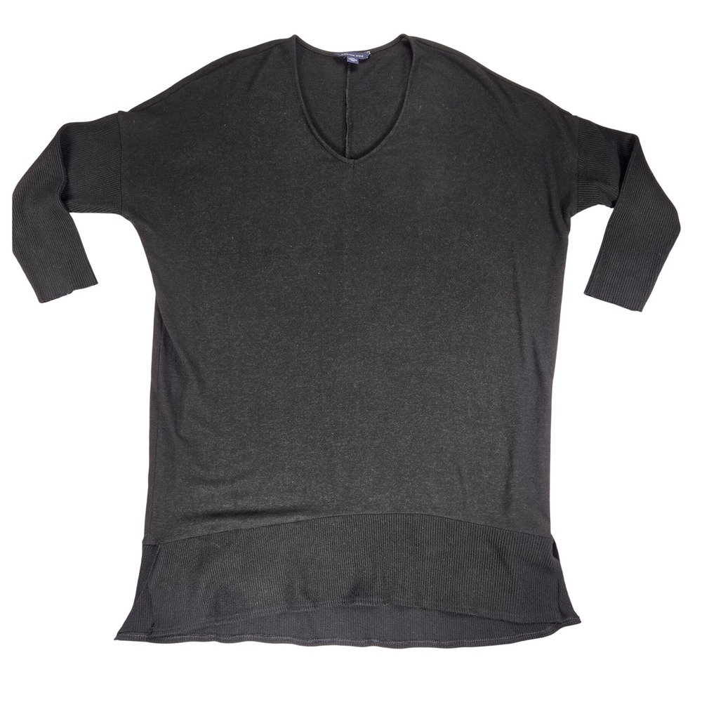 American Eagle Black Knit Shirt Sweater Dress Large Oversized Fitted Sleeve Fall